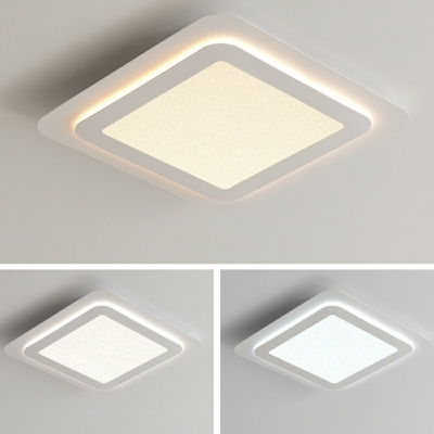 Contemporary Geometric Flush Light Metal 1-Light Flush Mount Lamp in White