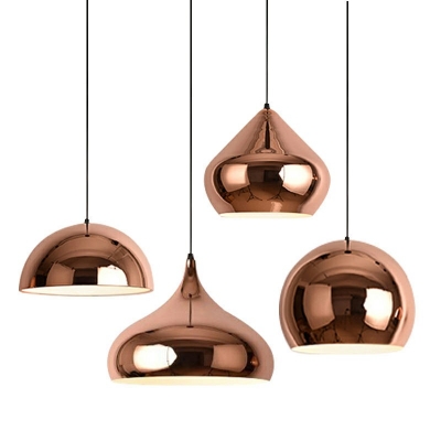 Geometric Pendant Lighting Modern Metal 1-Light Pendant Light Fixtures in Rose gold