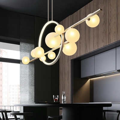 Linear Modern Pendant Light Fixtures Minimalism Glass Island Chandelier for Dinning Room