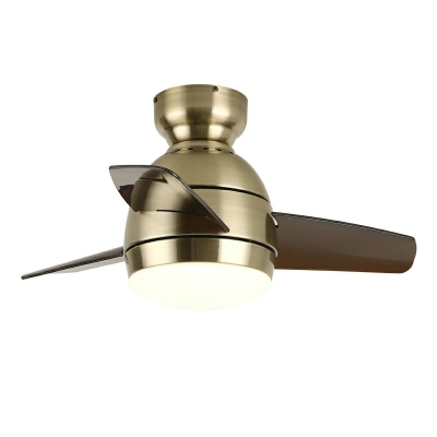 Metal Fan Semi Flush Mount Light Fixture Modern Ceiling Lamp for Bedroom