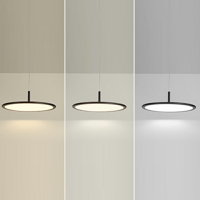 Metal Flat Pendant Lighting Modern Style 1 Light Hanging Ceiling Light in White