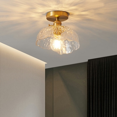 Modern Style Semi Flush Mount Light Glass 1 Light Ceiling Light for Bedroom