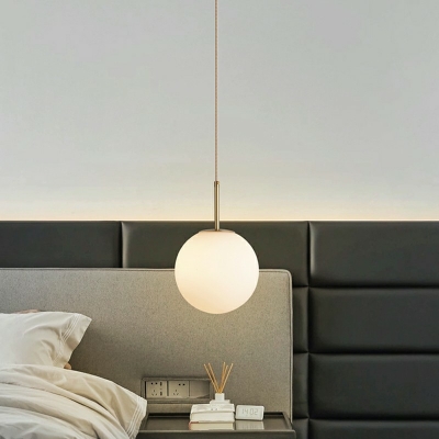 Nordic Style White Glass Hanging Light 1 Bulb Pendant Light for Living Room