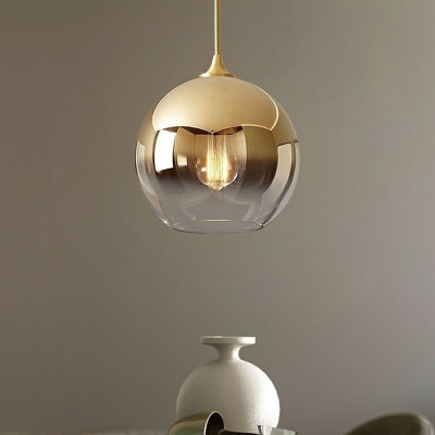 Pendulum Hanging Ceiling Lights Modern Style Mirror Glass 1-Light Hanging Lights in Gold