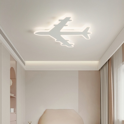 Plane Flush Mount Ceiling Lighting Fixture Modern Kid's Room Close to Ceiling Lamp