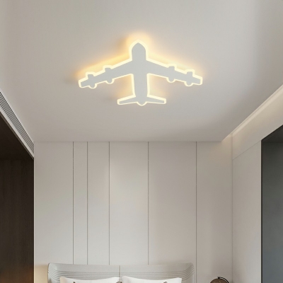 Plane Flush Mount Ceiling Lighting Fixture Modern Kid's Room Close to Ceiling Lamp