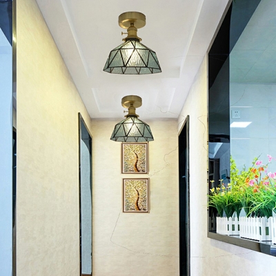 1-Light Flush Mount Lighting Traditional Style Cone Shape Metal Ceiling Mounted Fixture