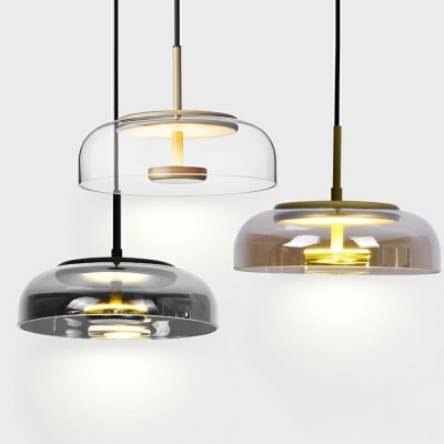 1-Light Pendant Light Kit Contemporary Style Dome Shape Metal Hanging Ceiling Lights