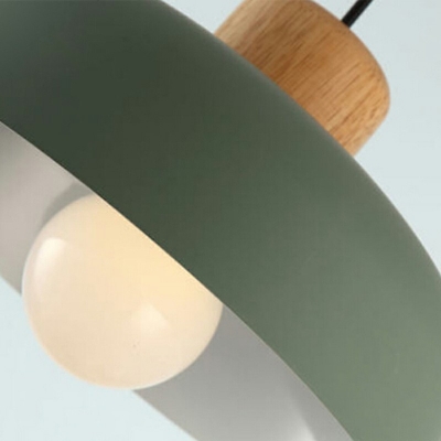 1-Light Suspension Pendant Minimalistic Style Geometric Shape Wood Hanging Ceiling Lights