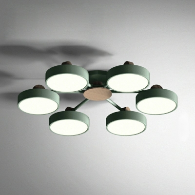 5-Light Close To Ceiling Light Minimalism Style Dish Shape Metal Semi Flush Light
