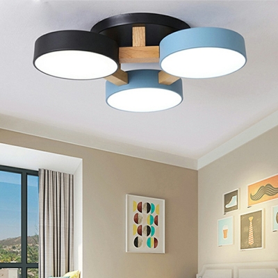 5-Light Semi Flush Mount Contemporary Style Round Shape Metal Ceiling Light Fixture