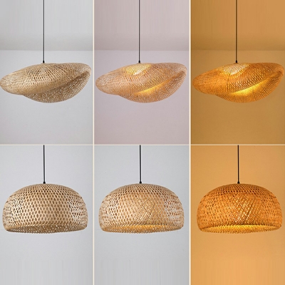 Adjustable Pendant Lights Bamboo 1-Light Pendant Light Fixtures in Natural