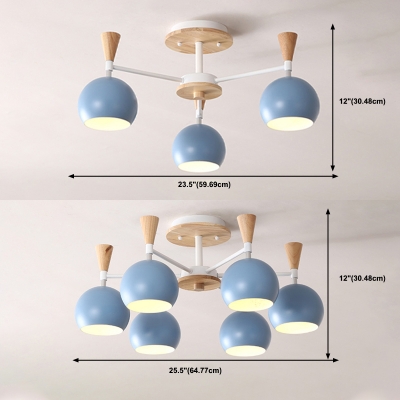 Dome Macaron Ceiling Chandelier Nordic Style Modern Hanging Light Fixture for Living Room