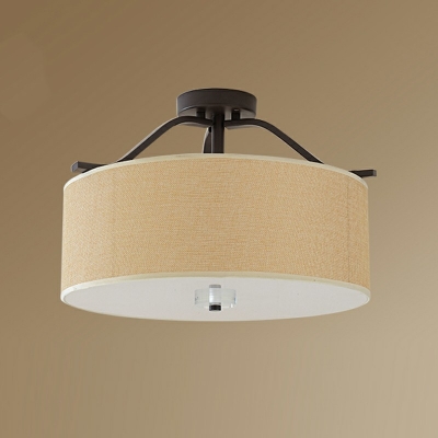 Drum Fabric Flush Mount Ceiling Light Fixture Modern Drum Close to Ceiling Lamp for Bedroom