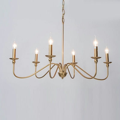 Gold Candle Chandelier Lights Modern Style Metallic 4 Lights Chandelier Light Fixture