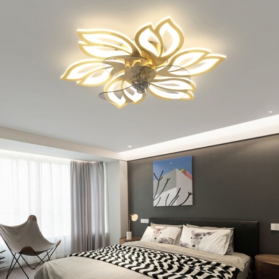LED Fan Semi Flush Mount Lighting Modern Creative Ceiling Flush Mount Lights for Bedroom