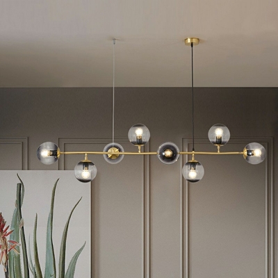 Linear Hanging Pendant Lights Modern Glass Island Chandelier Lights for Living Room