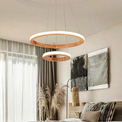 Minimalist Style Hanging Pendant Lights Wood Chandelier Lighting Fixtures for Living Room
