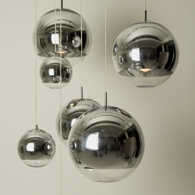 Modern Style Round Ceiling Pendant Light Metallic 1-Light Hanging Light Fixtures in Gold