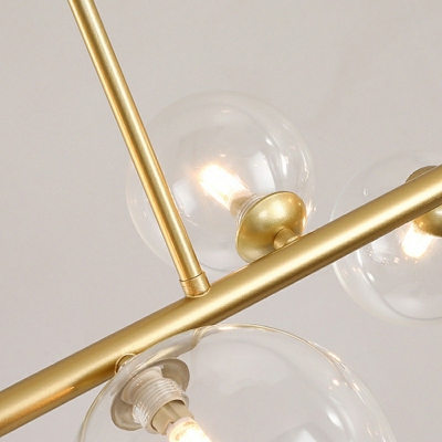 Modern Style Sphere Island Light Fixtures Clear Glass 6-Lights Island Lighting Fixtures in Brass