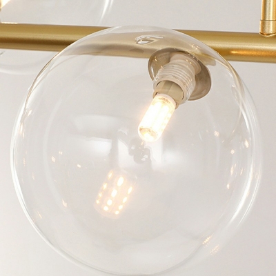 Modern Style Sphere Island Light Fixtures Clear Glass 6-Lights Island Lighting Fixtures in Brass
