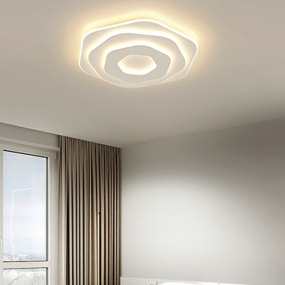 White Ceiling Mount Light Contemporary Geometric Shape Metal Flush Light Fixtures
