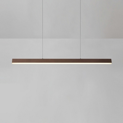 Wood Linear Island Chandelier Lights Modern Minimalism Hanging Chandelier for Bedroom