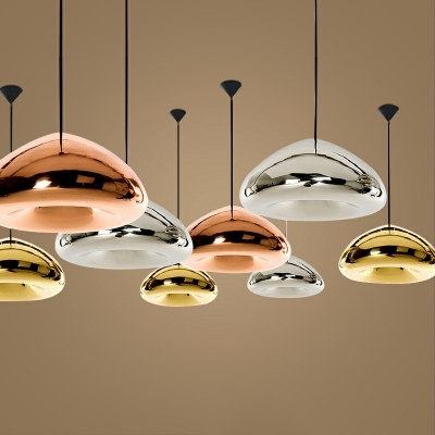 1-Light Ceiling Pendant Lamp Contemporary Style Dome Shape Glass Pendulum Lights