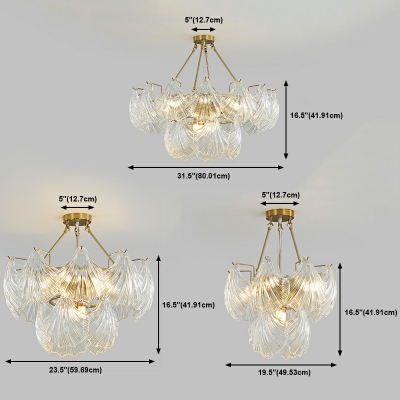 12-Light Chandelier Lamp Contemporary Style Shell Shape Metal Hanging Pendant Lights