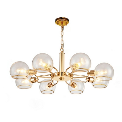 8-Light Ceiling Pendant Light Contemporary Style Dome Shape Metal Chandelier Lamp