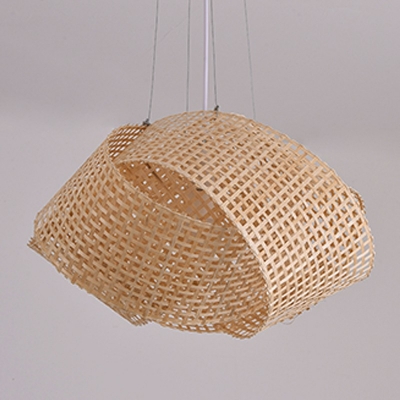 Asian Bamboo Pendant Chandelier 1 Light Wood Hanging Light for Restaurant