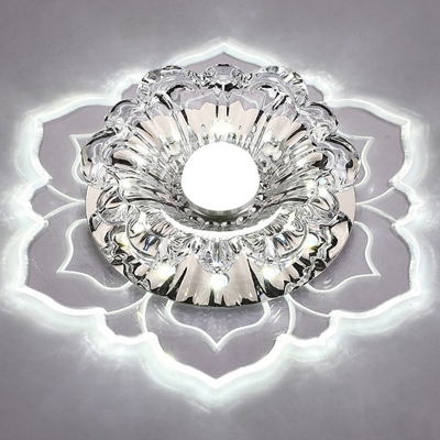 Contemporary Crystal Glass Flush Mount Lighting Ambient Lighting for Dining Room with Hole 2-3.5'' Dia