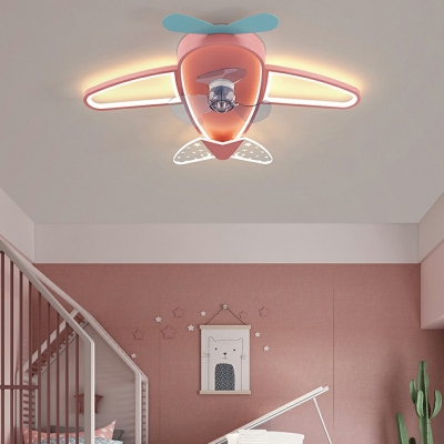 Contemporary Plane Ceiling Fan Light Metal 4-Light LED Ceiling Fan for Kid’s Room