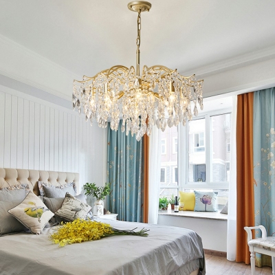 Crystal Tassel Hanging Pendant Lights Modern Elegant Chandelier Lamp for Bedroom