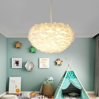 Feather Modern Chandelier Lighting Fixture Elegant Bedroom Suspension Light