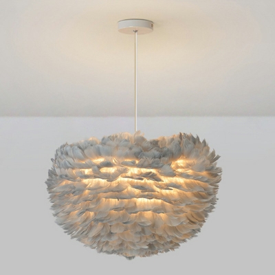 Feather Modern Pendant Light Fixture Sphere Shape Hanging Pendant Light
