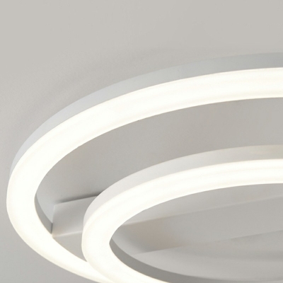 Geometric Flush Light Contemporary Metal 2-Light Flush Mount Lamp in White