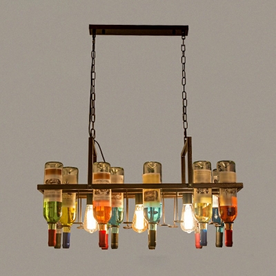 Industrial Square Island Chandelier Lights Vintage Glass Chandelier Lighting Fixtures for Living Room