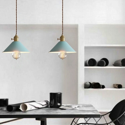 Metal Wire Cone Pendant Lighting Modern Style 1 Light Pendant Ceiling Lights in Yellow