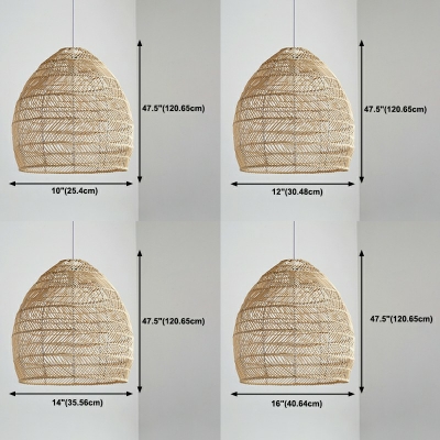 Modern Geometric Pendant Lights Bamboo 1-Light Pendant Light Fixtures in Natural