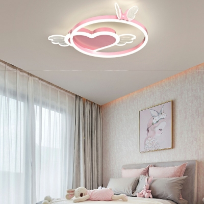 Modern Heart Ceiling Fan Light 5-Light Metal Third Gear LED Ceiling Fan for Children’s Room