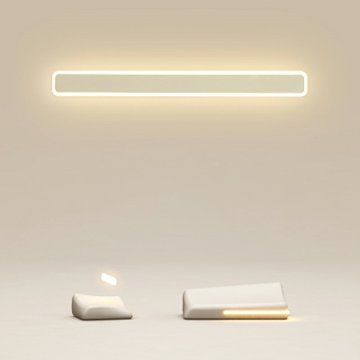Modern Style Rectangular Wall Sconce Lighting Metal 1-Light Sconce Light Fixture in White