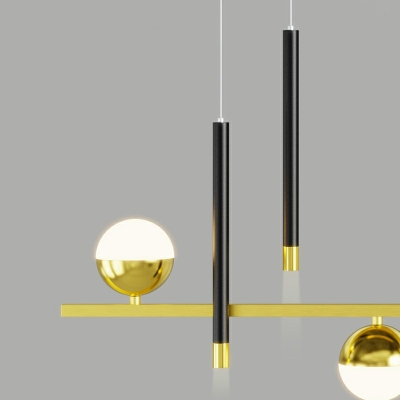 Modern Style Sphere Island Light Fixtures Metal 6-Lights Island Ceiling Light in Black