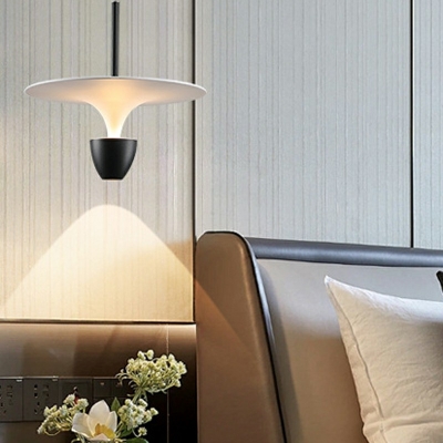 Modern Style Wide Flare Pendant Light Fixtures Metal 2-Lights Pendant Lighting Fixtures in White