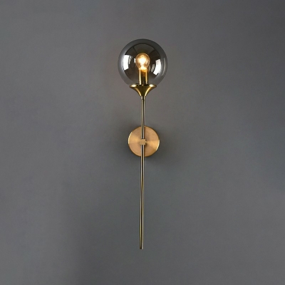 Contemporary Pencil Arm Sconce Light Fixture Glass and Wrought Iron Wall Sconces