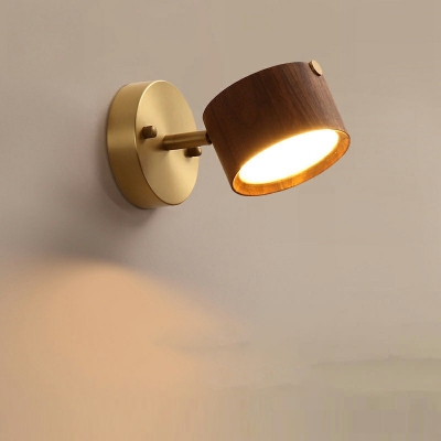 Modern Third Gear Cylindrical Wall Sconce Lighting Wood Wall Mounted Light Fixture