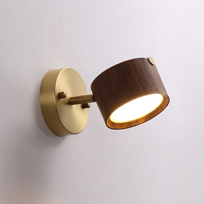 Modern Third Gear Cylindrical Wall Sconce Lighting Wood Wall Mounted Light Fixture