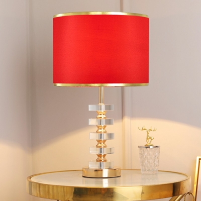 1-Light Bedside Table Lamps Contemporary Style Cylinder Shape Metal Nightstand Lamp