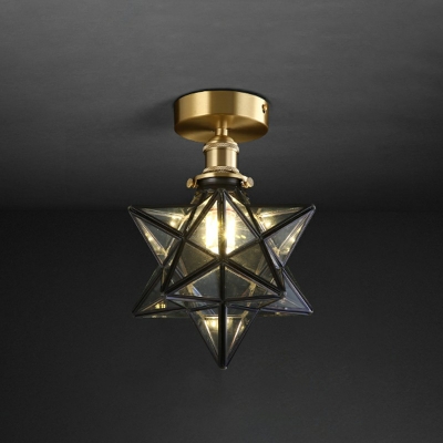 1-Light Flush Mount Lighting Traditional Style Diamond Shape Metal Ceiling Mounted Fixture