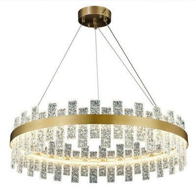 1-Light Hanging Lamp Kit Minimalist Style Ring Shape Metal Chandelier Light